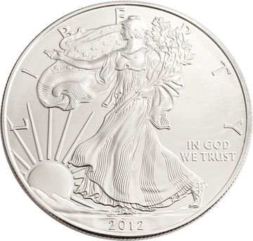 1 доллар 2012 США «Шагающая свобода. Американский серебряный орёл» Без отметки монетного двора