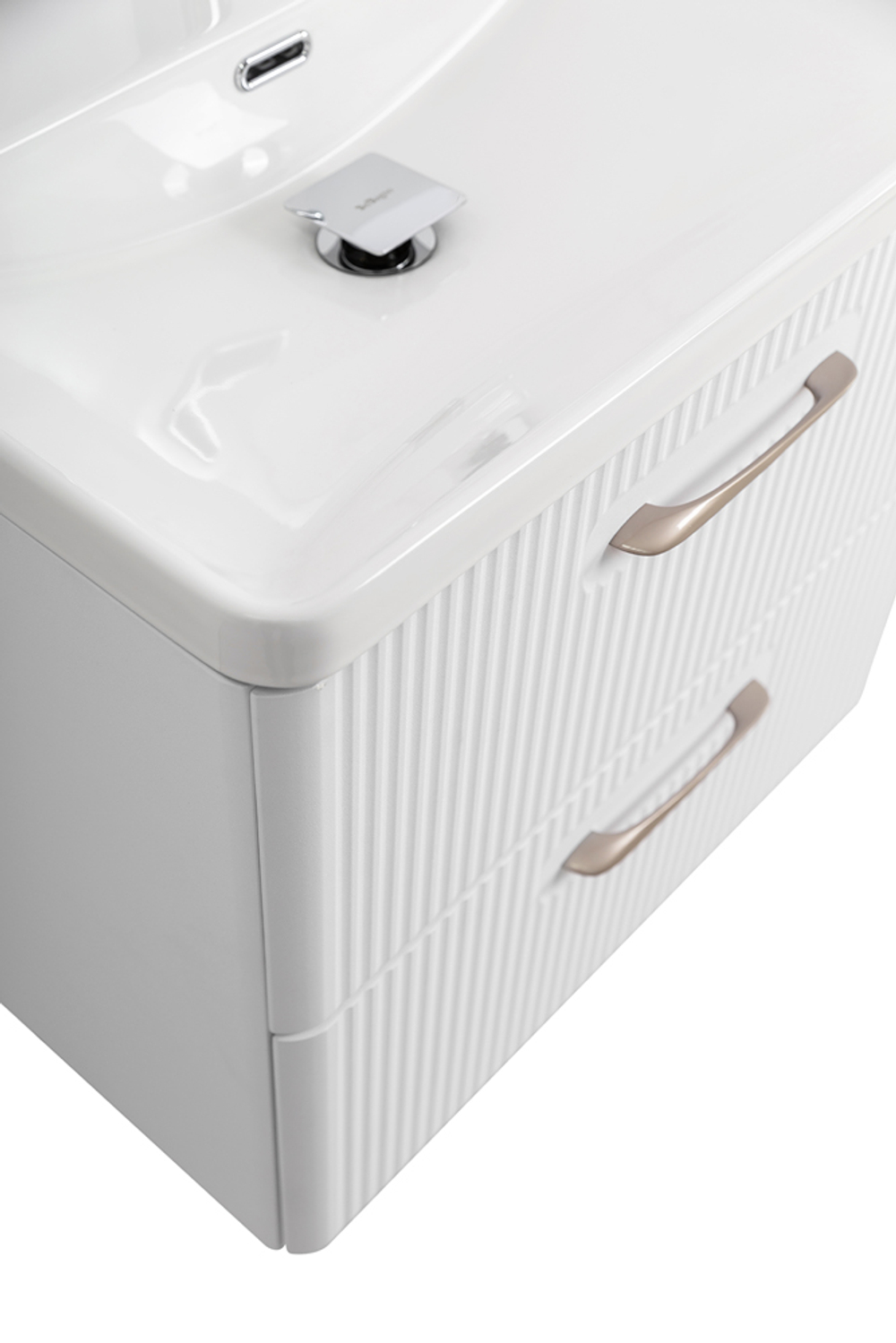 Подвесная тумба с раковиной Belbagno DUE 60 см Белый металлик DUE-600-2C-SO-BM-P + BB-8076-3-60