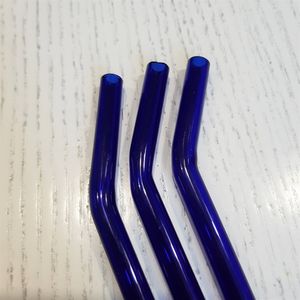 Трубочка стеклянная изогнутая синяя (уценка)