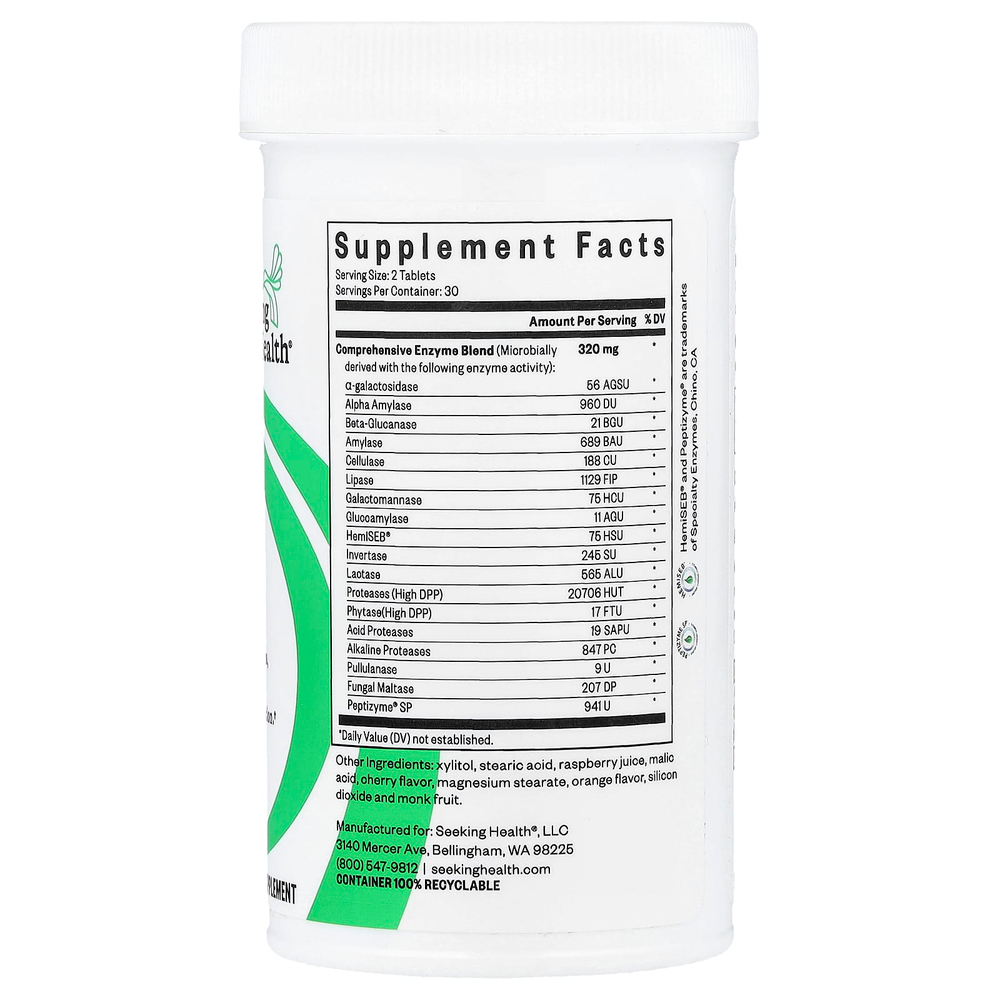 Seeking Health, жевательные таблетки с пищеварительными ферментами, 60 жевательных таблеток