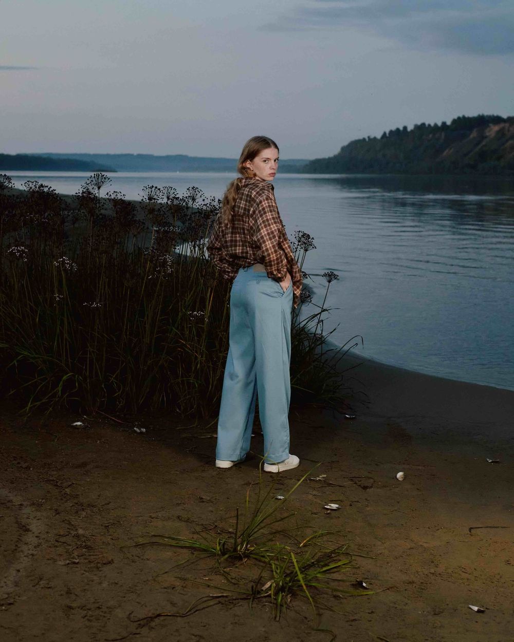 Брюки Called a Garment Classic wide chinos Женские небесно-голубые