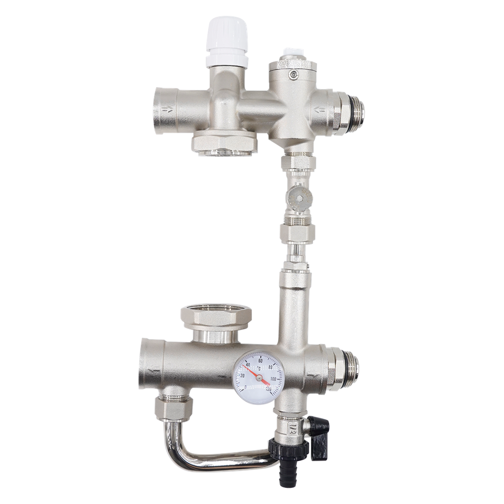 Насосно-смесительный узел проходной ROMMER - 1" (термоклапан 20-60°C, без насоса)