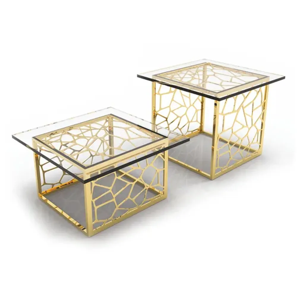 Подставка фуршетная стойка 35*35 см h20,2 см + блюдо 45*45 см акрил Gold P.L.