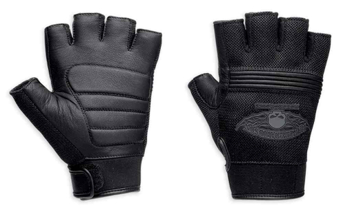 Митенки Winged Willie G Skull Fingerless Harley-Davidson, кожа 100%