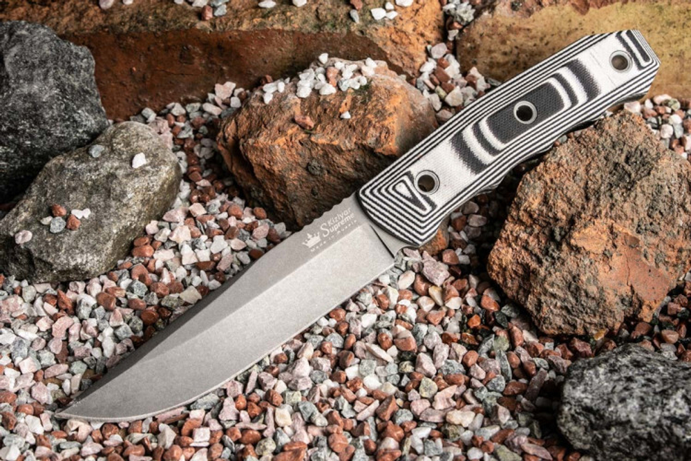 Нож Kizlyar Supreme ECHO AUS-8 TW G10-BWH KS (TacWash, G10 Black-White Handle, Kydex Sheath)