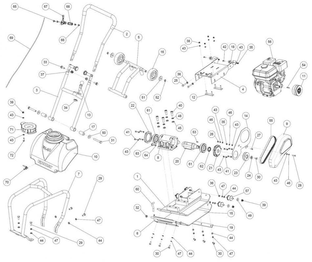 Виброплита поступательного движения GROST VH 60