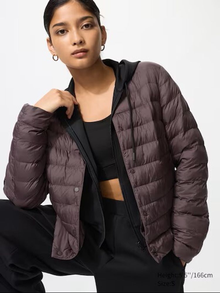 UNIQLO СВЕРХЛЕГКИЙ ПУХОВИК PUFFERTECH, БОРДОВЫЙ