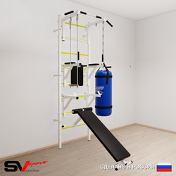 Шведская стенка Sv Sport 5933 (Турник стандарт/Брусья/Стойка/Скамья/Трапеция/Цепь/Мешок 30кг)