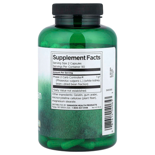 Swanson, экстракт белой фасоли, 180 капсул (500 мг в 1 капсуле)