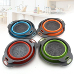 Набор дуршлаг силиконовый, складной, кухонный аксессуар для мытья фруктов и овощей, стильный,  2 шт (диаметр 22/9), красный