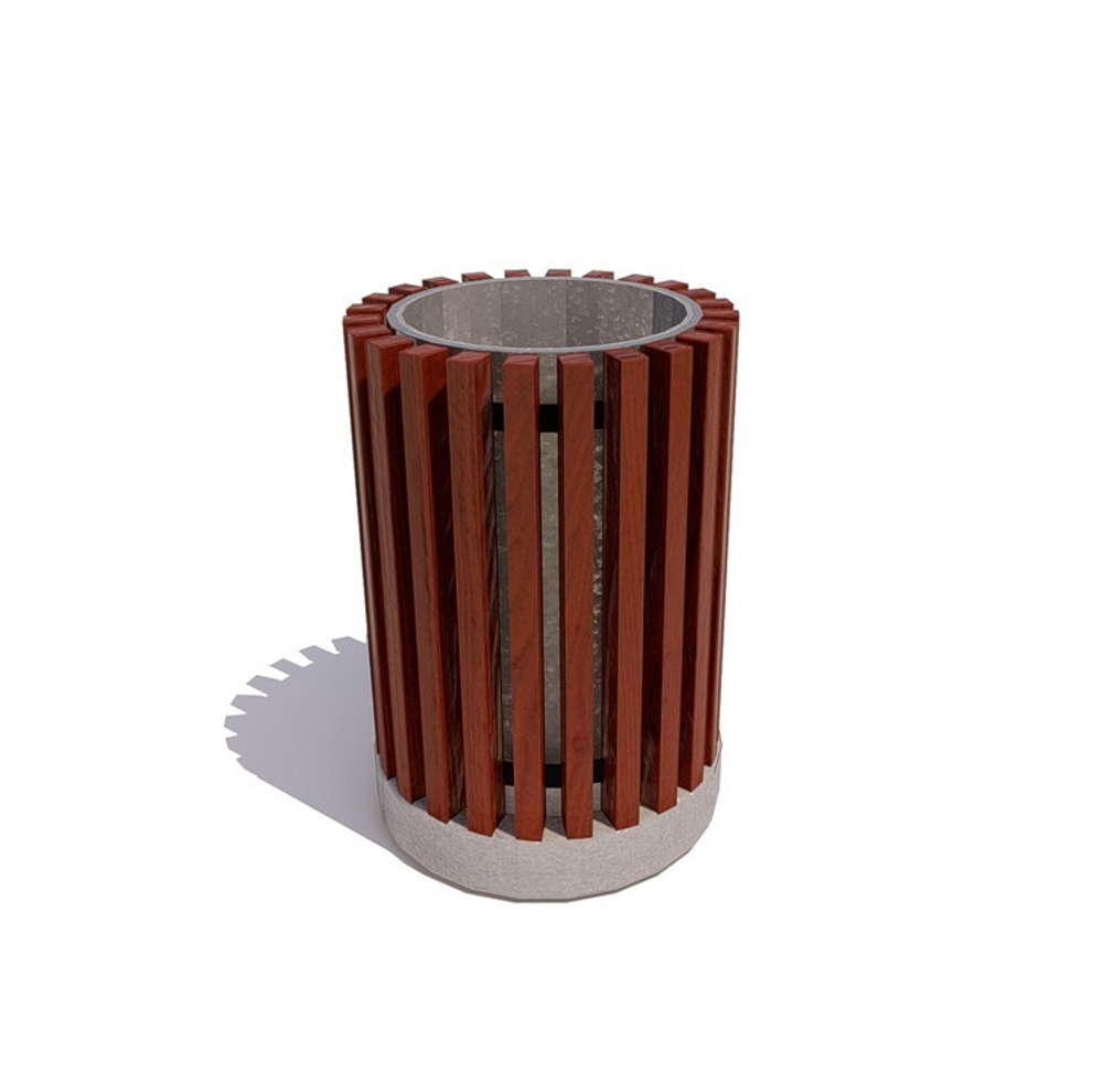 Урна уличная круглая с бетонным основанием "Сквер", махагон