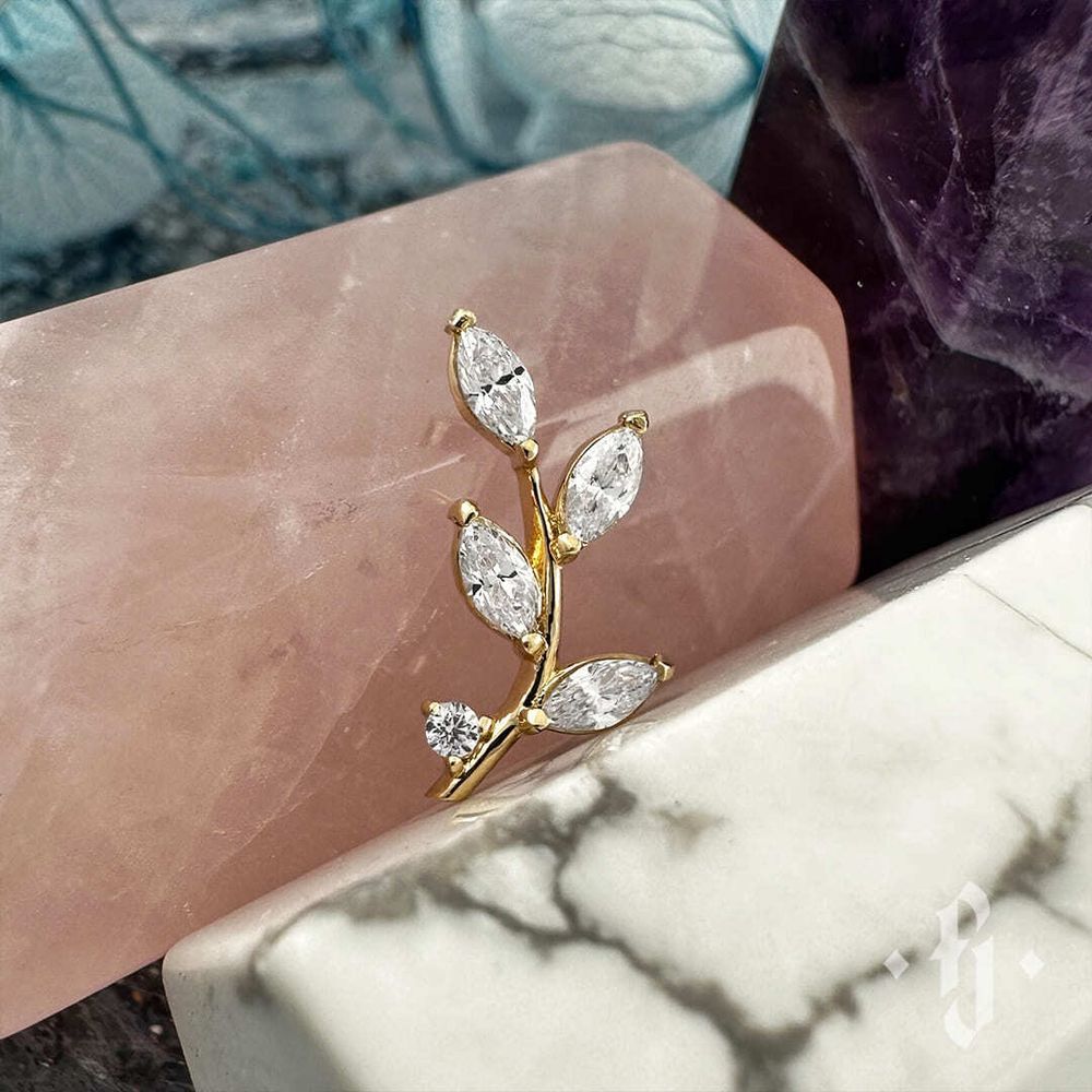 Накрутка &quot;Limb Small&quot; - Желтое золото - White CZ