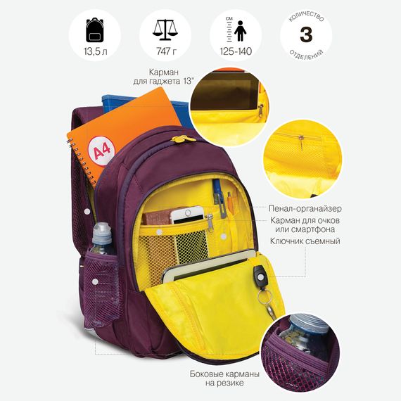 Çanta \ Bag \ RG-361-3 Рюкзак школьный (/3 фуксия)