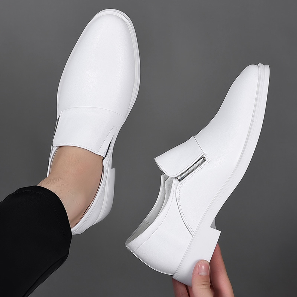 EGCHI Casual Leather Shoes Men"s Mid top Black/White