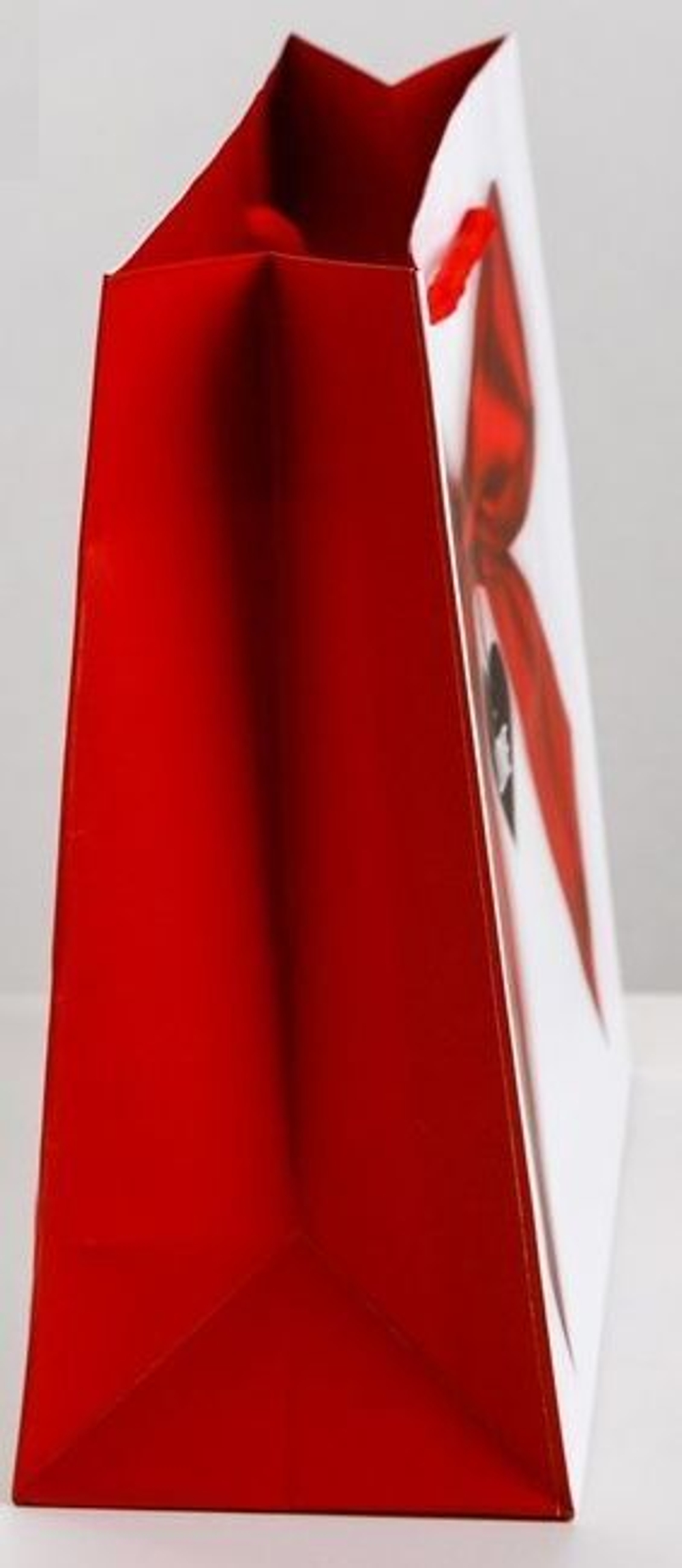 Подарочный пакет Счастье мое - 18 х 23 см. (Цвет: белый с красным)