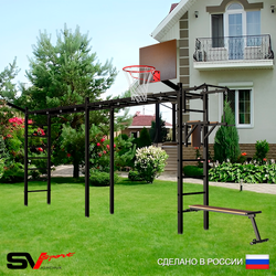 Уличная шведская стенка Sv Sport рукоход х 2 У50911К (Турник/Брусья/Скамья/Щит баскет/Кронш бокс)
