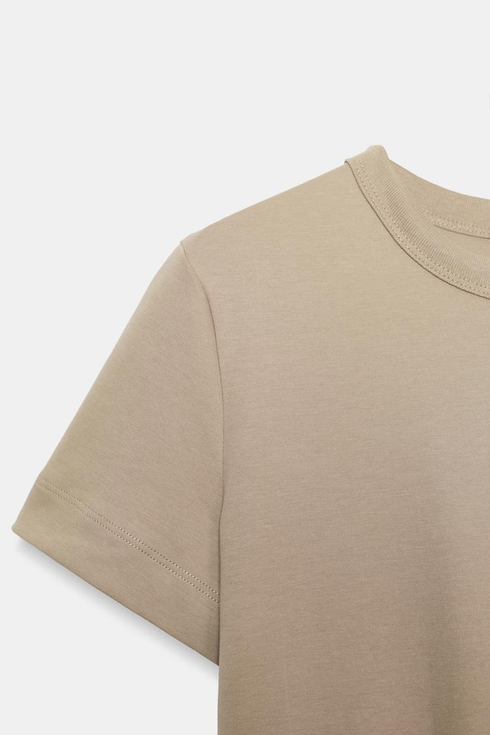 ZARA ФУТБОЛКА INTERLOCK С КОРОТКИМИ РУКАВАМИ, БЕЖЕВЫЙ