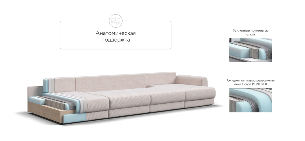 Модульный п-образный диван РИЧМОНД MODOOL Вельвет CORD бежевый