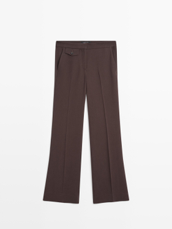 Massimo Dutti Расклешенные брюки с карманом, шоколадный