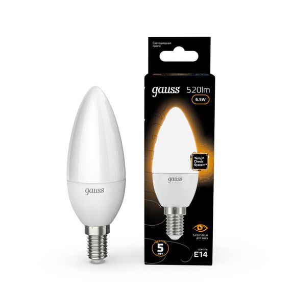 Лампа светодиодная Gauss E14 6.5W 3000К матовая 103101107