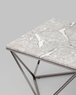 Журнальный столик Авалон 122*66 серый мрамор сталь темный хром