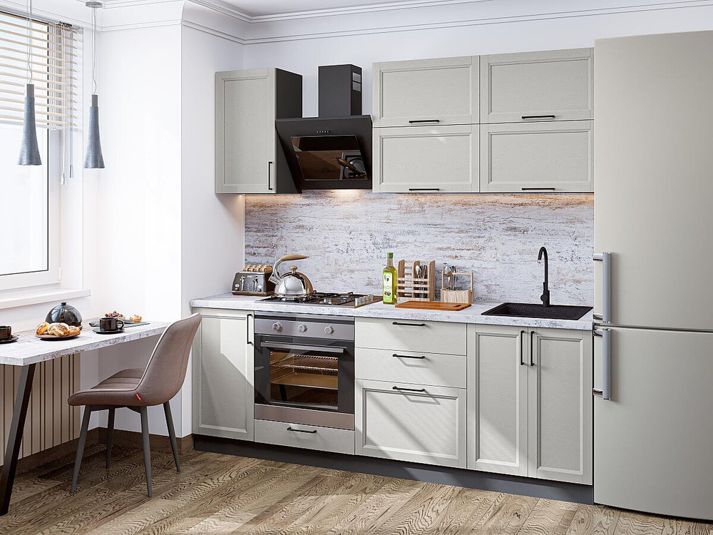 Прямая модульная кухня Сканди-01 Grey Silkwood - Graphite 2140*2200*600