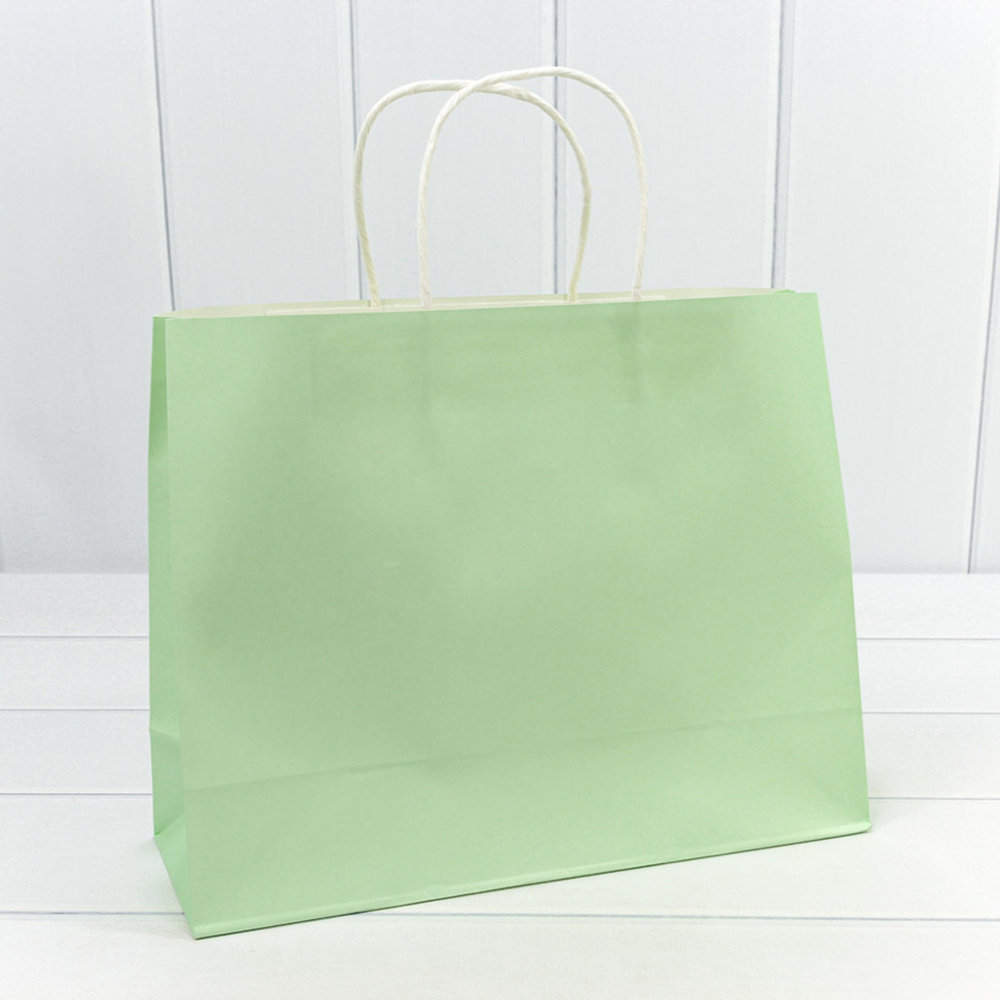 Пакет подарочный 31.5х25х11.5см (Зеленый, Крафт)