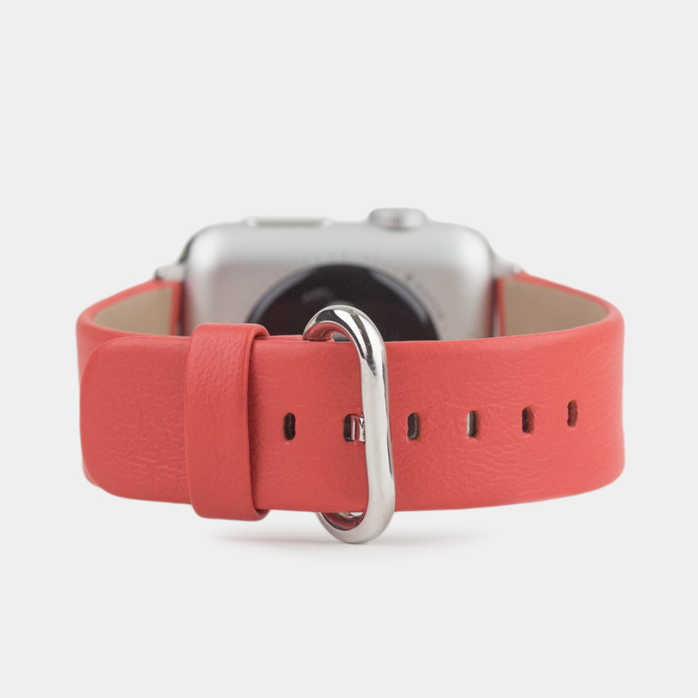 Ремешок кожаный для Apple Watch 42/44mm Classic кораллового цвета