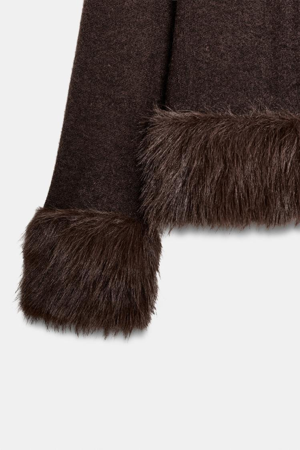 ZARА КАРДИГАН С КОМБИНИРОВАННЫМ ИСКУССТВЕННЫМ МЕХОМ, КОРИЧНЕВЫЙ