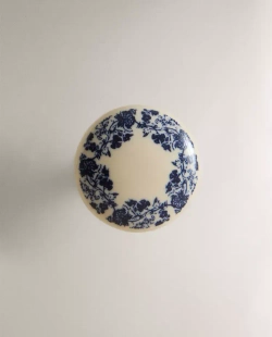 ZARA HOME НАБОР МЕБЕЛЬНЫХ РУЧЕК ИЗ КЕРАМИКИ «ЦВЕТОК» (2 ШТ.), СИНИЙ