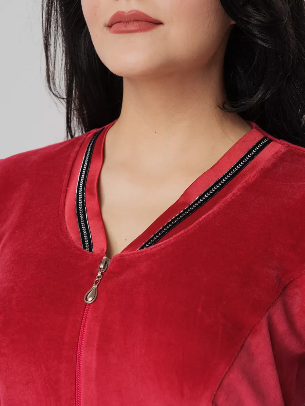 Халат велюровый на замке-Турция большие размеры