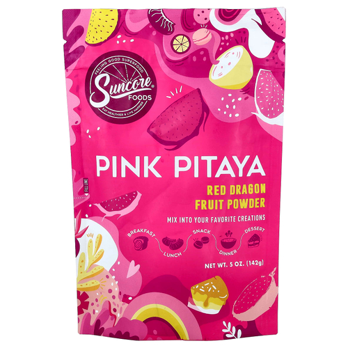 Suncore Foods, порошок из розовой питахайи, красная питахайя, 142 г (5 унций)