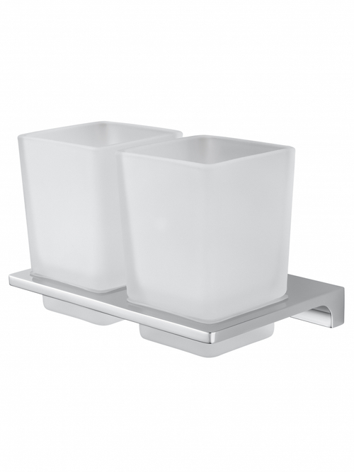 Два стакана для зубных щеток с держателем WONZON & WOGHAND ECLIPSE, Хром (WW-9128)