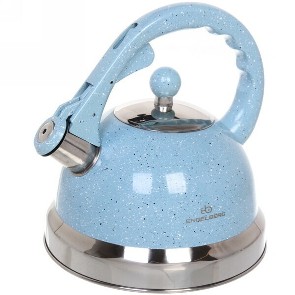 Чайник из нержавеющей стали 3л «Macarons» со свистком, голубой