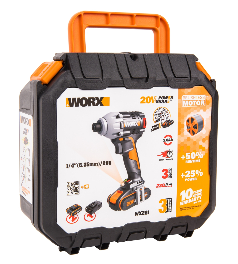 Шуруповерт импульсный ударный бесщеточный аккумуляторный WORX WX261
