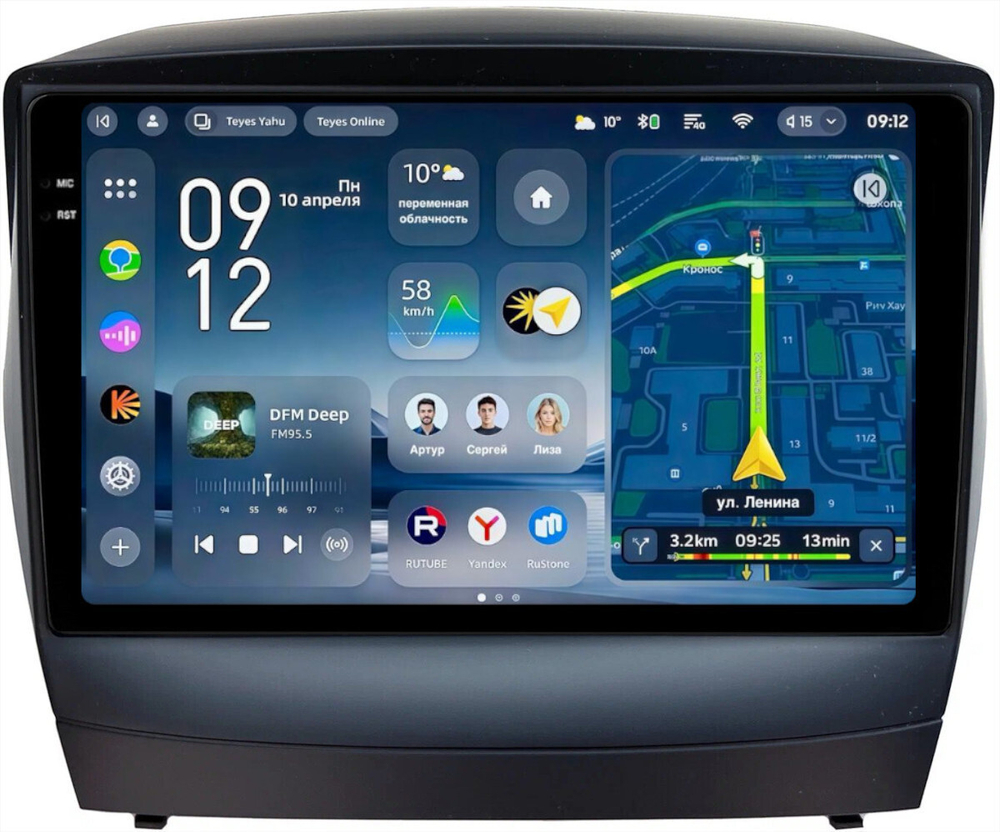 Магнитола для Hyundai iХ35, Tucson 2 2009-2015 (без штатного усилителя) - Teyes CC4-PRO монитор 9.5" 2K QLED на Android 13, Snapdragon 778G, AI, CarPlay, DSP, 4G SIM-слот