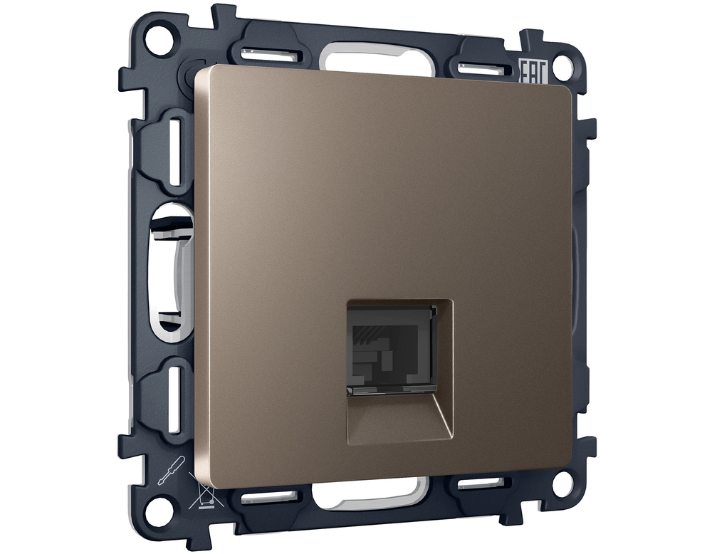 MA642010 Комплект механизма компьютерной розетки ALFA Темная бронза матовый RJ-45(8P8C) CAT6 с шторкой QUANT (AP6420, VM188)