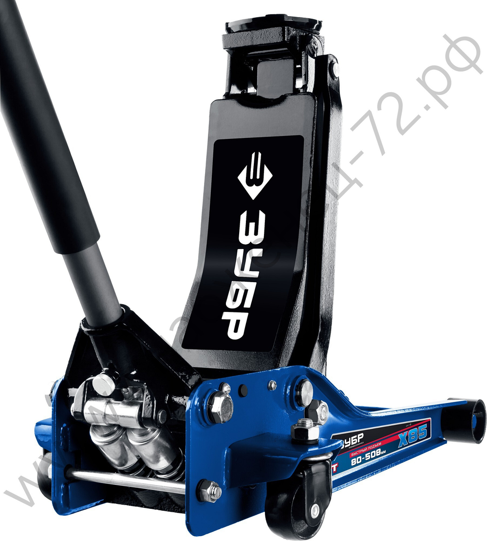 ЗУБР X85, 3 т, 80 - 508 мм, универсальный гидравлический подкатной домкрат для СТО, Профессионал (43051-3)