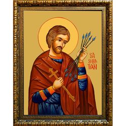 Севастиан Римский военачальник, святой мученик. Икона на холсте.