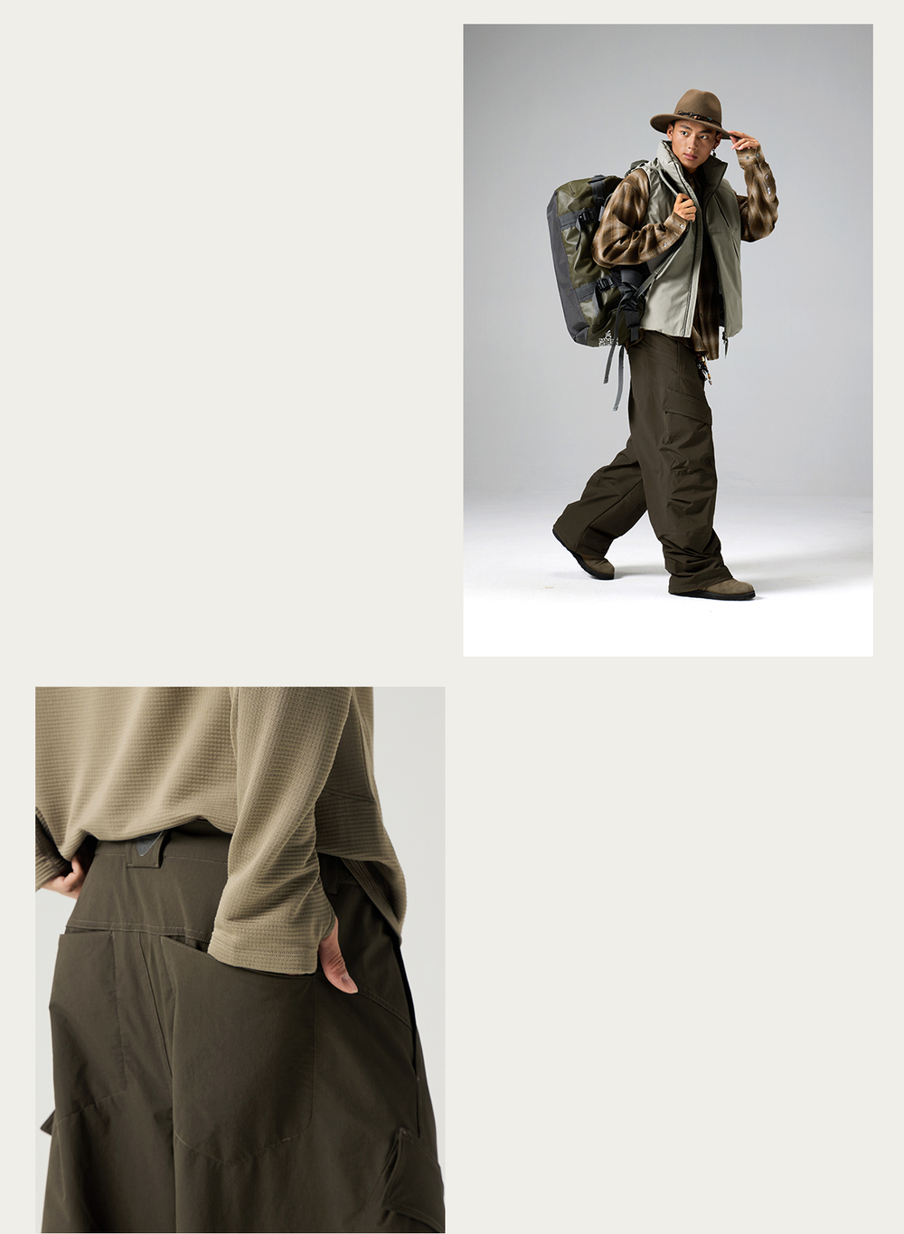 Брюки Nothomme Blue Plaid Fleece-Lined Wide-Leg Cargo Pants