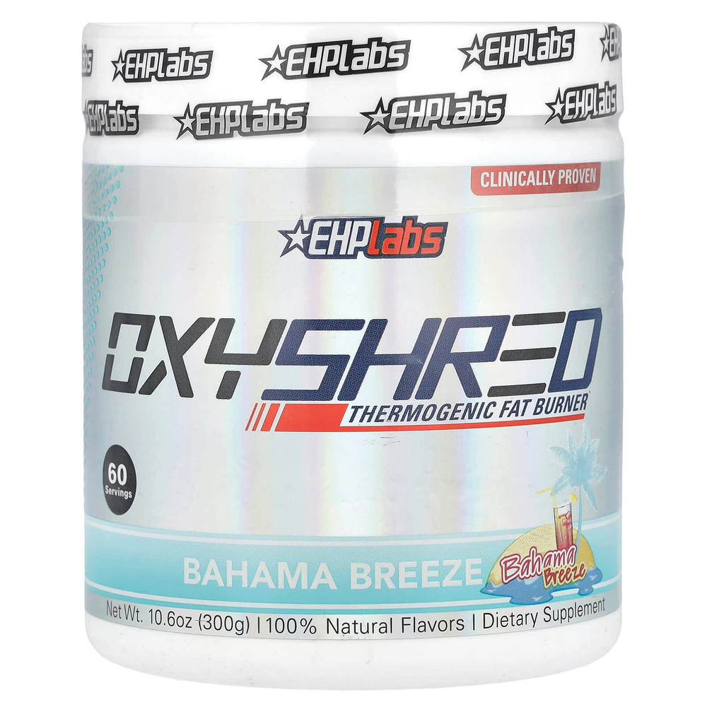 EHPlabs, OxyShred, термогенное средство для сжигания жира, багамский бриз, 300 г (10,6 унции)