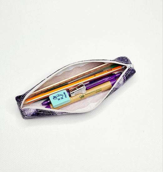 Школьный пенал с 2 отделениями, сиреневый, 11 предметов