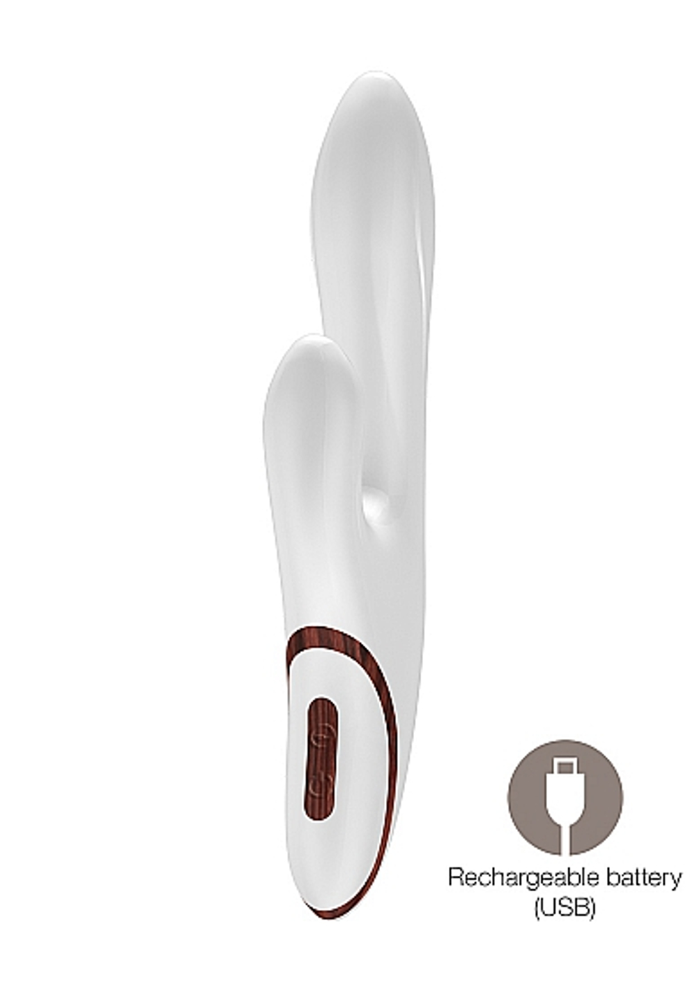 Вибромассажер со стимуляцией клитора Maple - 23 см. (Цвет: белый)