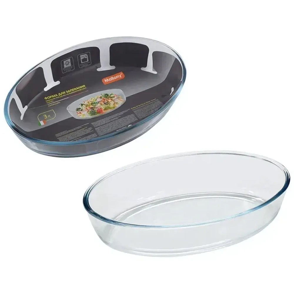 Форма для запекания CRISTALLINO, объем 3 л, из боросиликатного стекла, овальной формы, без