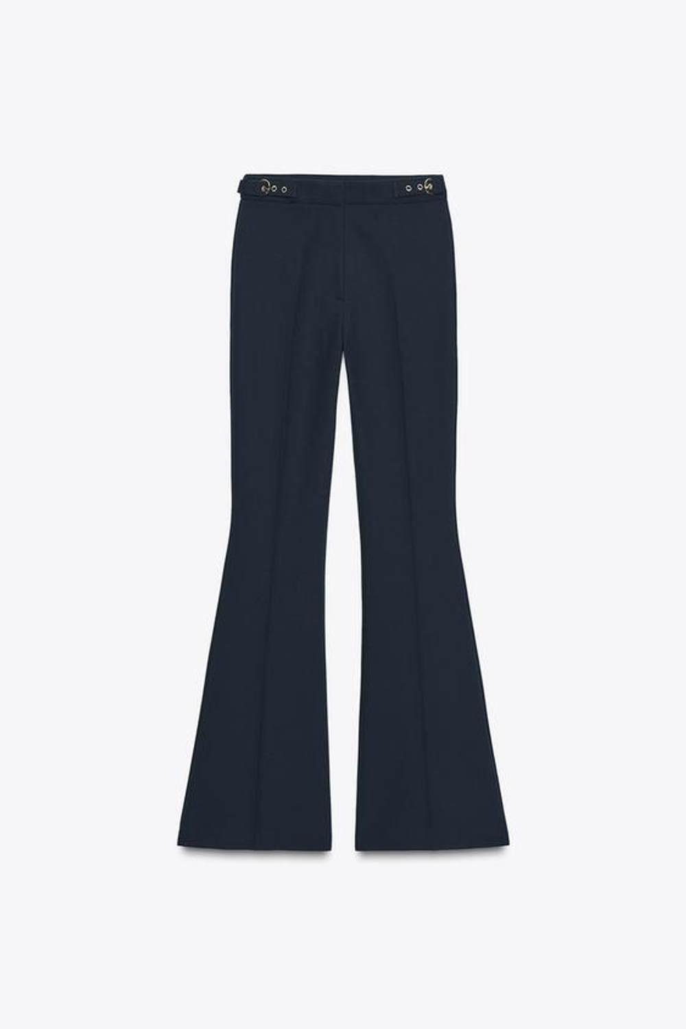 ZARA БРЮКИ FLARED С ПРЯЖКАМИ, МОРСКОЙ СИНИЙ