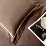 Комплект постельного белья Однотонный Сатин Премиум широкий кант на резинке OCPKR030