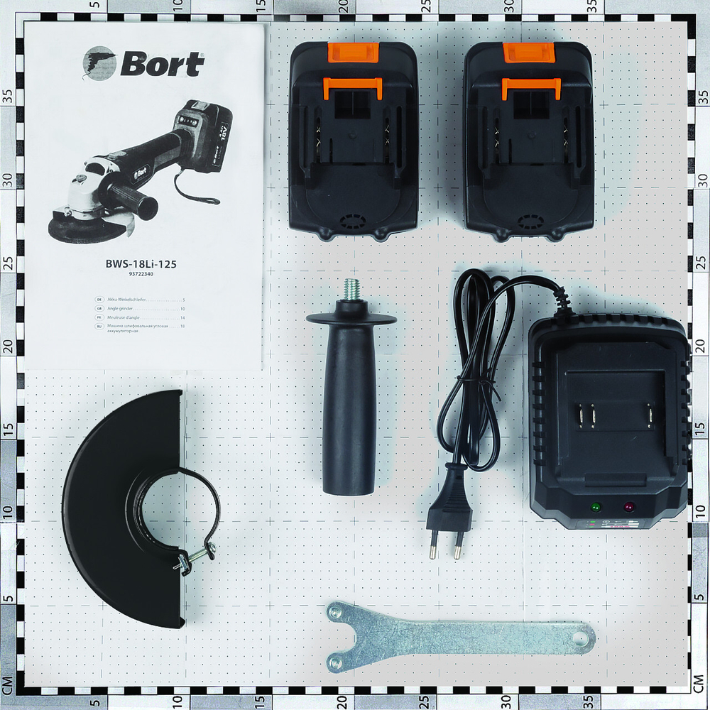 Машина шлифовальная угловая аккумуляторная BORT BWS-18Li-125 (2*4Ач+ЗУ)
