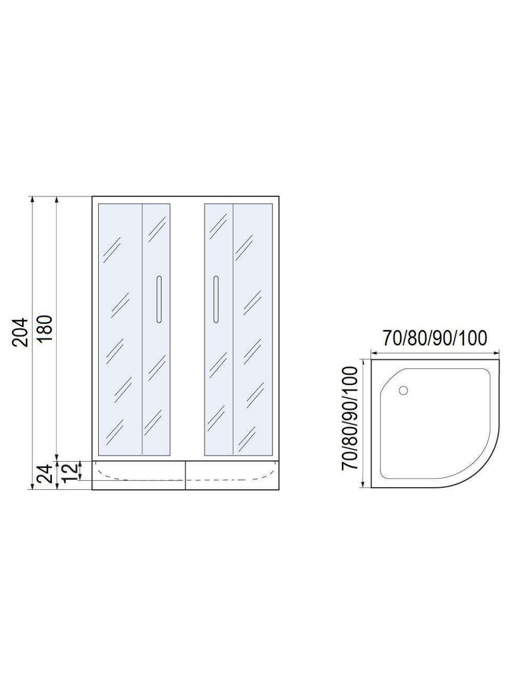Душевое ограждение МОНОМАХ ДУ  80/180 МЗ BL  10000008618 без поддона