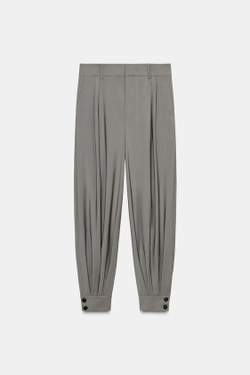 ZARA ШИРОКИЕ БРЮКИ ИЗ ШЕРСТИ — ZW COLLECTION LIMITED EDITION. СЕРЫЙ