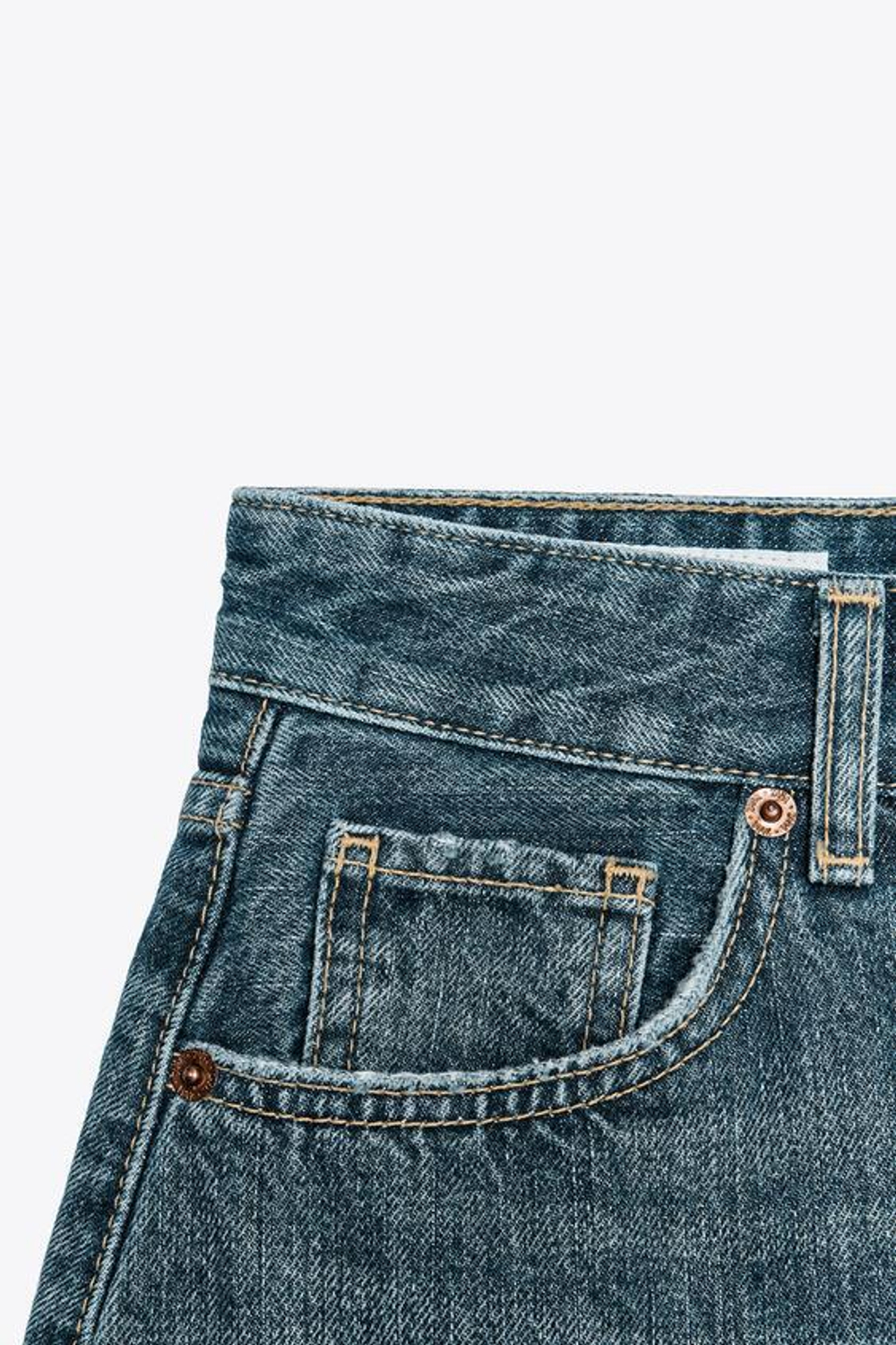 ZARA ДЖИНСОВЫЕ МИНИ-ШОРТЫ TRF СО СРЕДНЕЙ ПОСАДКОЙ, СЕРО-СИНИЙ